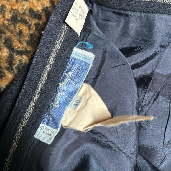 The ULTIMATE POWER SUIT Vintage Thierry Mugler Navy White pinstripe suit S40 - Picture 7 of 12